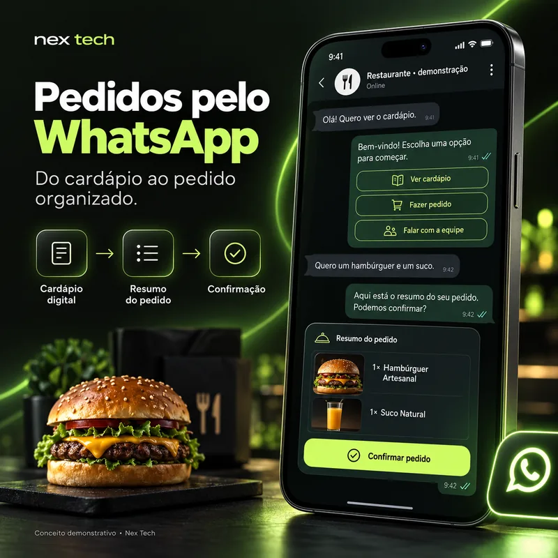 Conceito demonstrativo: Pedidos pelo WhatsApp