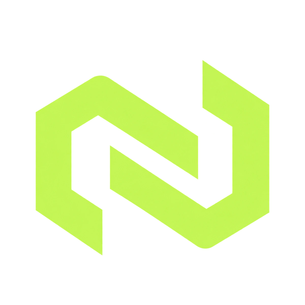 Símbolo Nexe Tech em verde, representando conexão e tecnologia