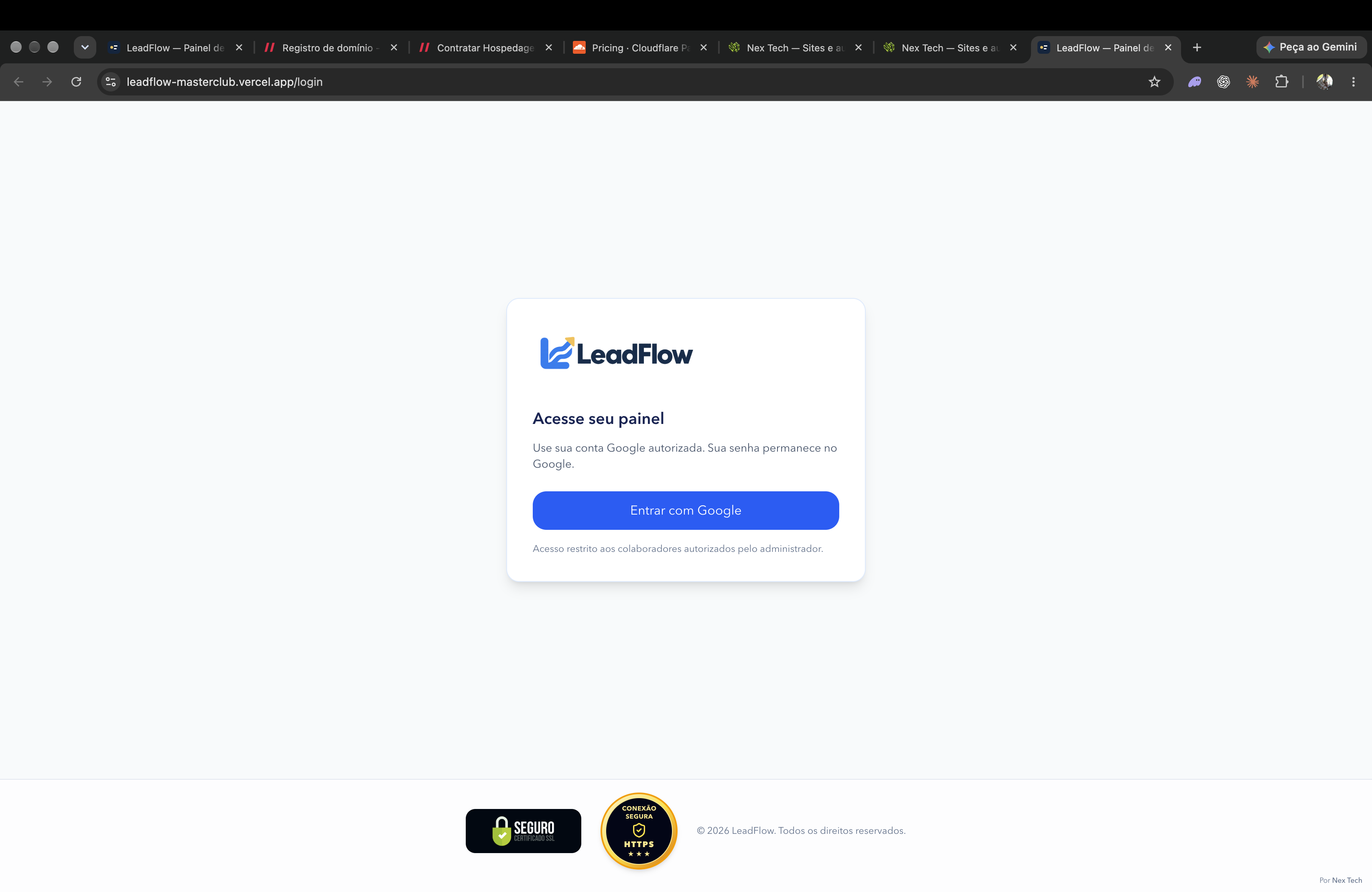 Tela do sistema LeadFlow